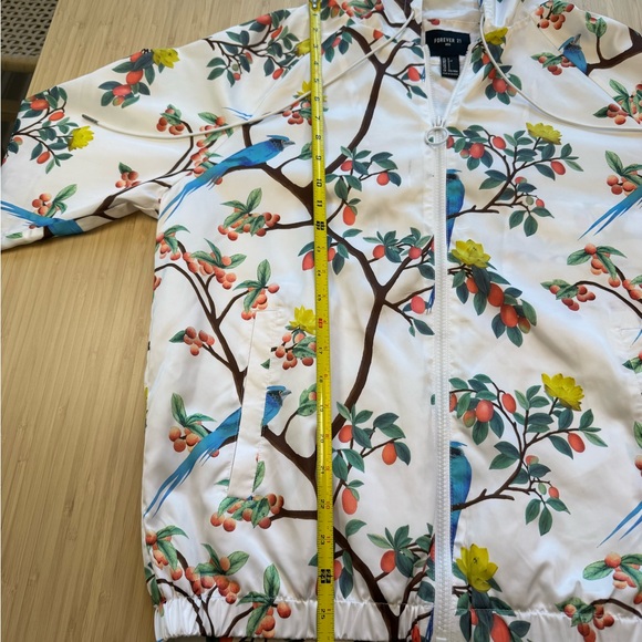 Forever 21 White Bird Floral Pattern Men’s S Zip-Up Hoodie Windbreaker - Picture 5 of 9
